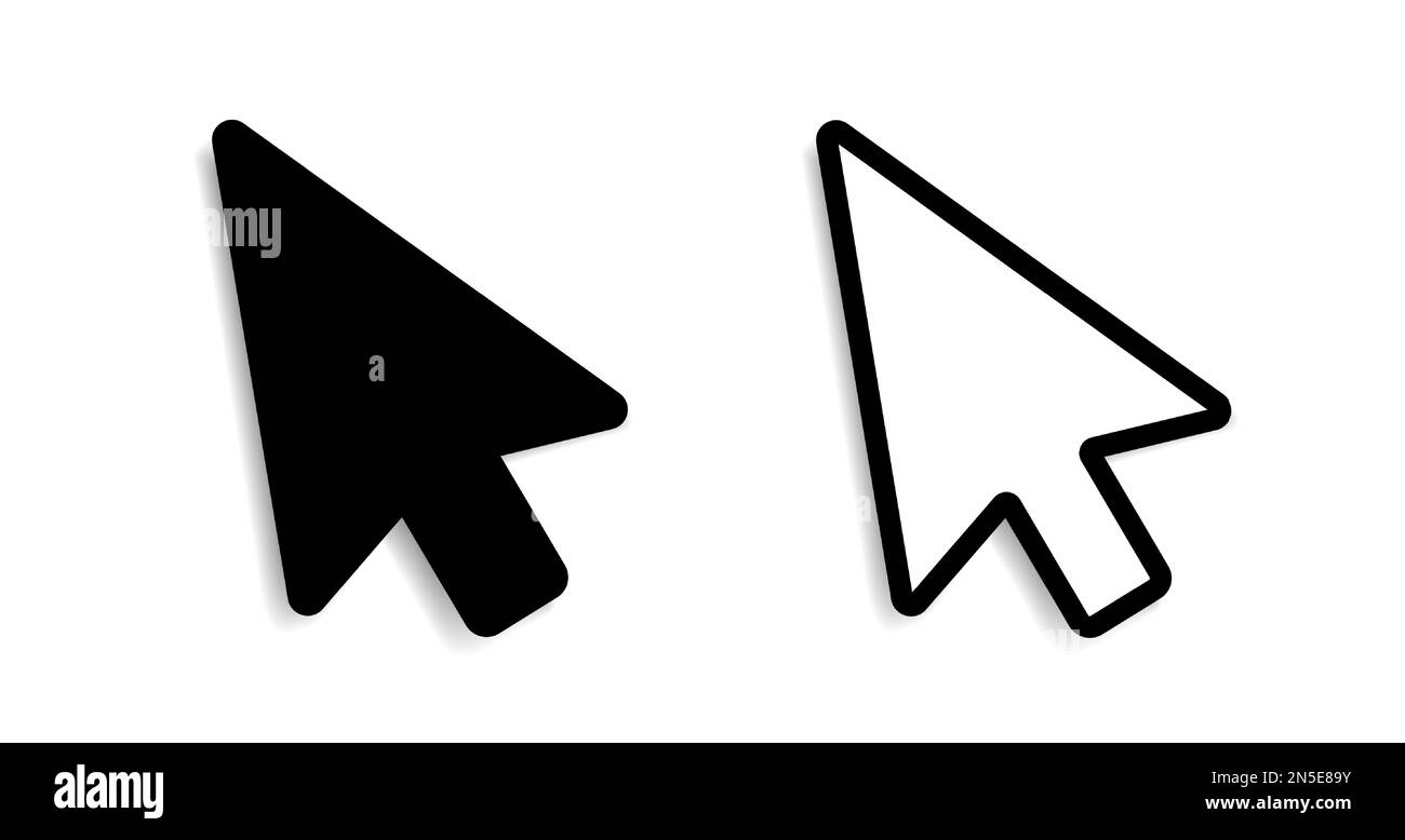 Mouse pointer icons with a shadow on a transparent background Stock