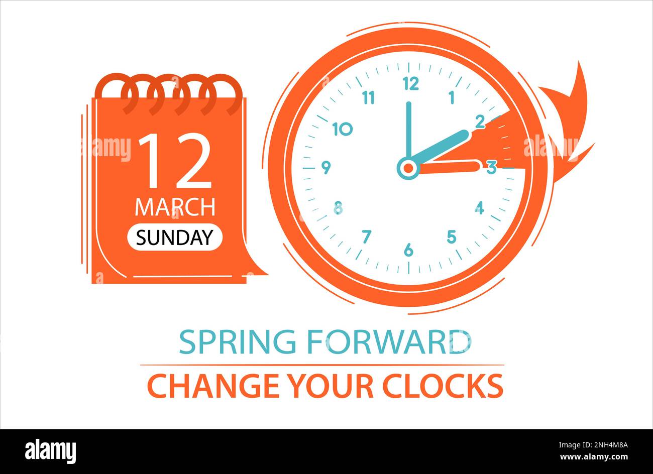 Daylight Saving Time Begins 2023 web banner. Change your clocks forward