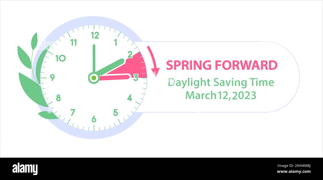 Daylight Saving Time Begins 2023 web banner. Move your clocks forward