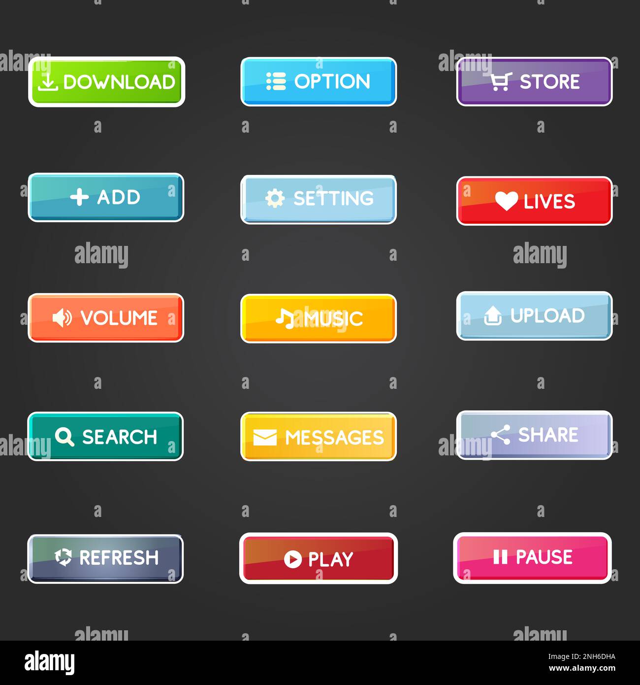 User Interface buttons set for games or apps. Game UI buttons. Mobile