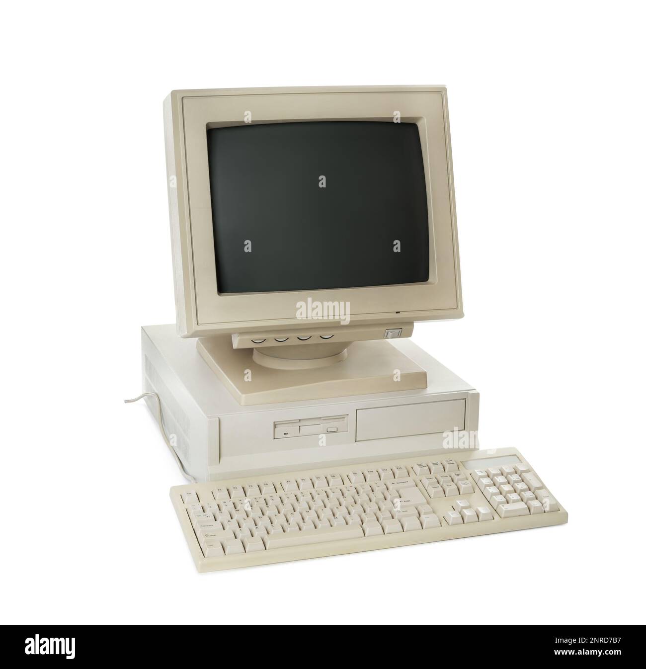 Old computer monitor, system unit and keyboard on white background Stock Photo Alamy