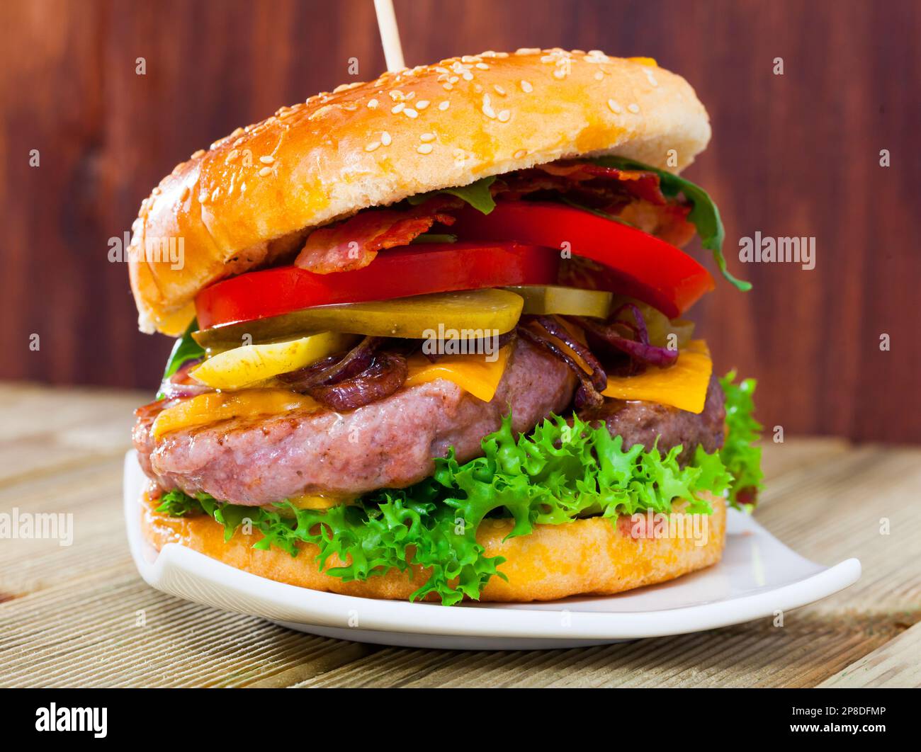 American double cheeseburger Stock Photo Alamy