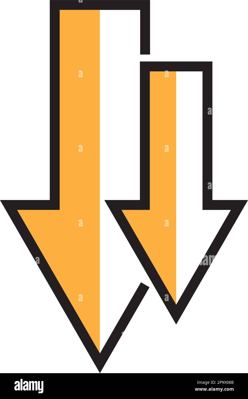 Icon Decrease. Direction Sign. Navigation, Double Down Arrows Symbol