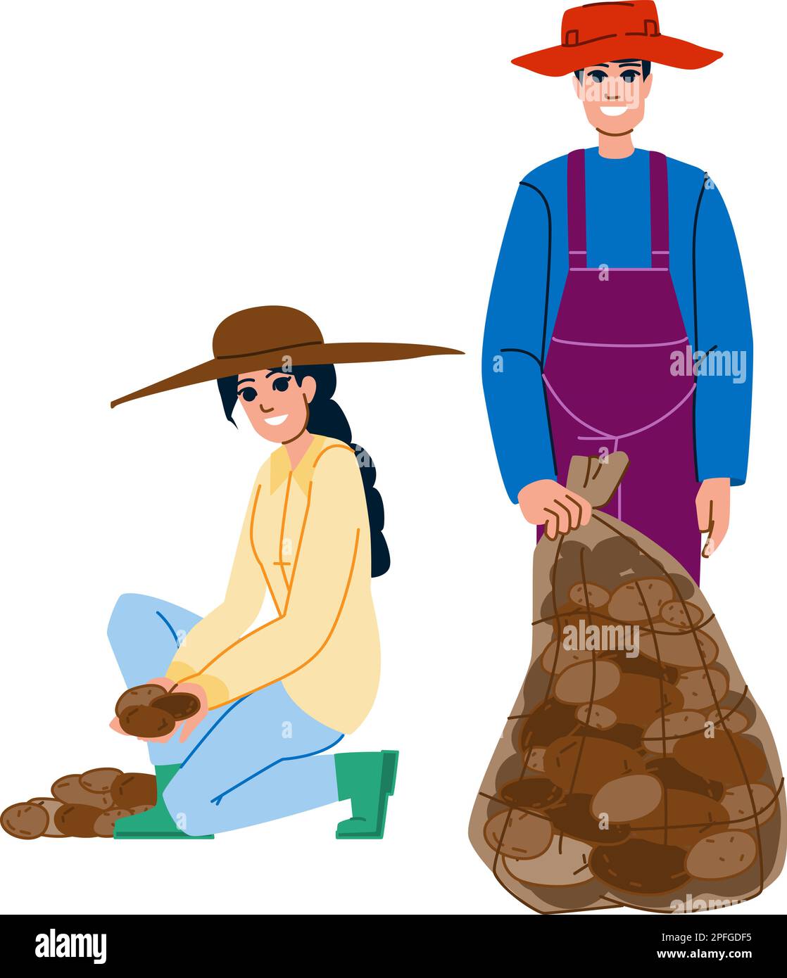 harvesting potatoes vector Stock Vector Image & Art Alamy