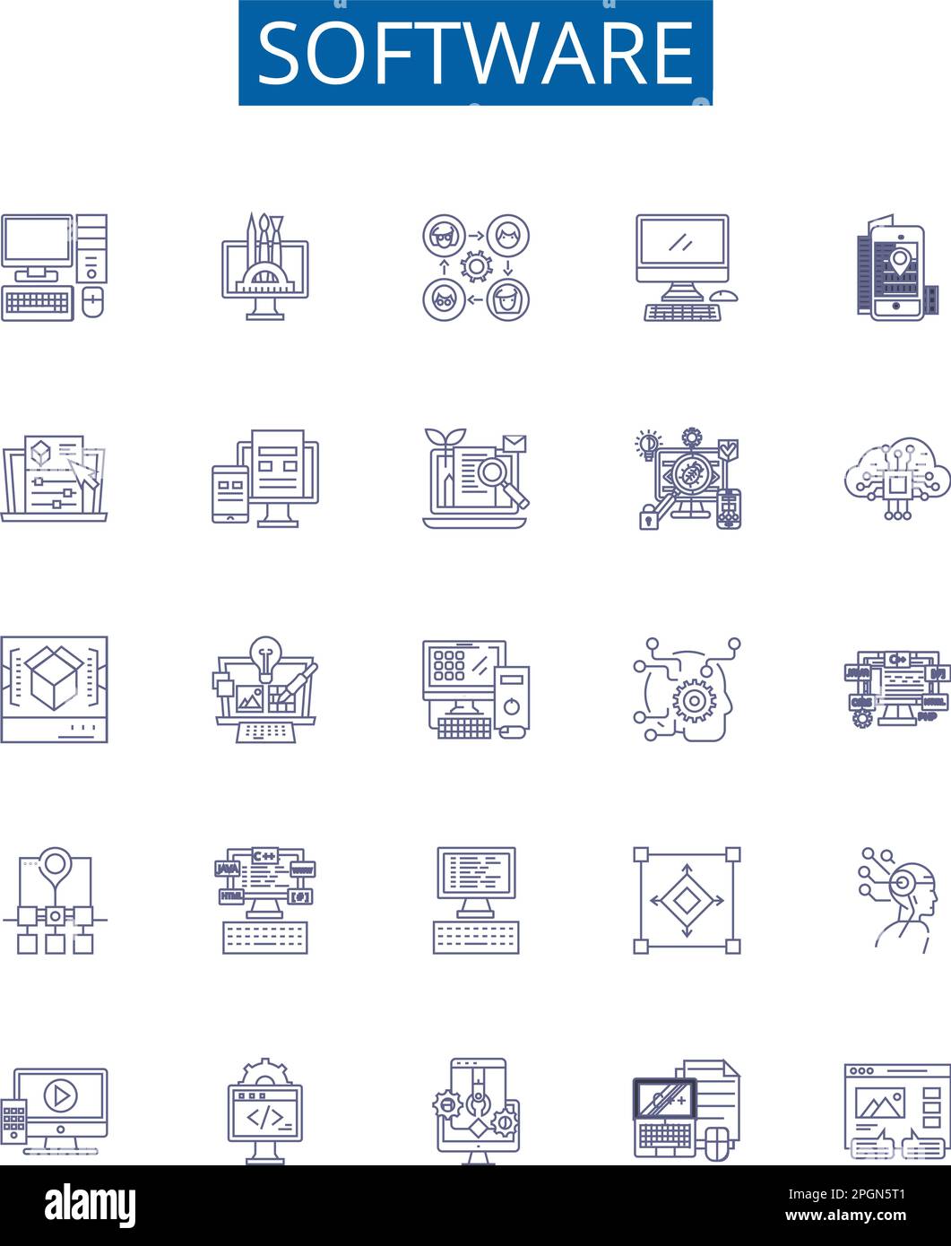 Software line icons signs set. Design collection of Software, program