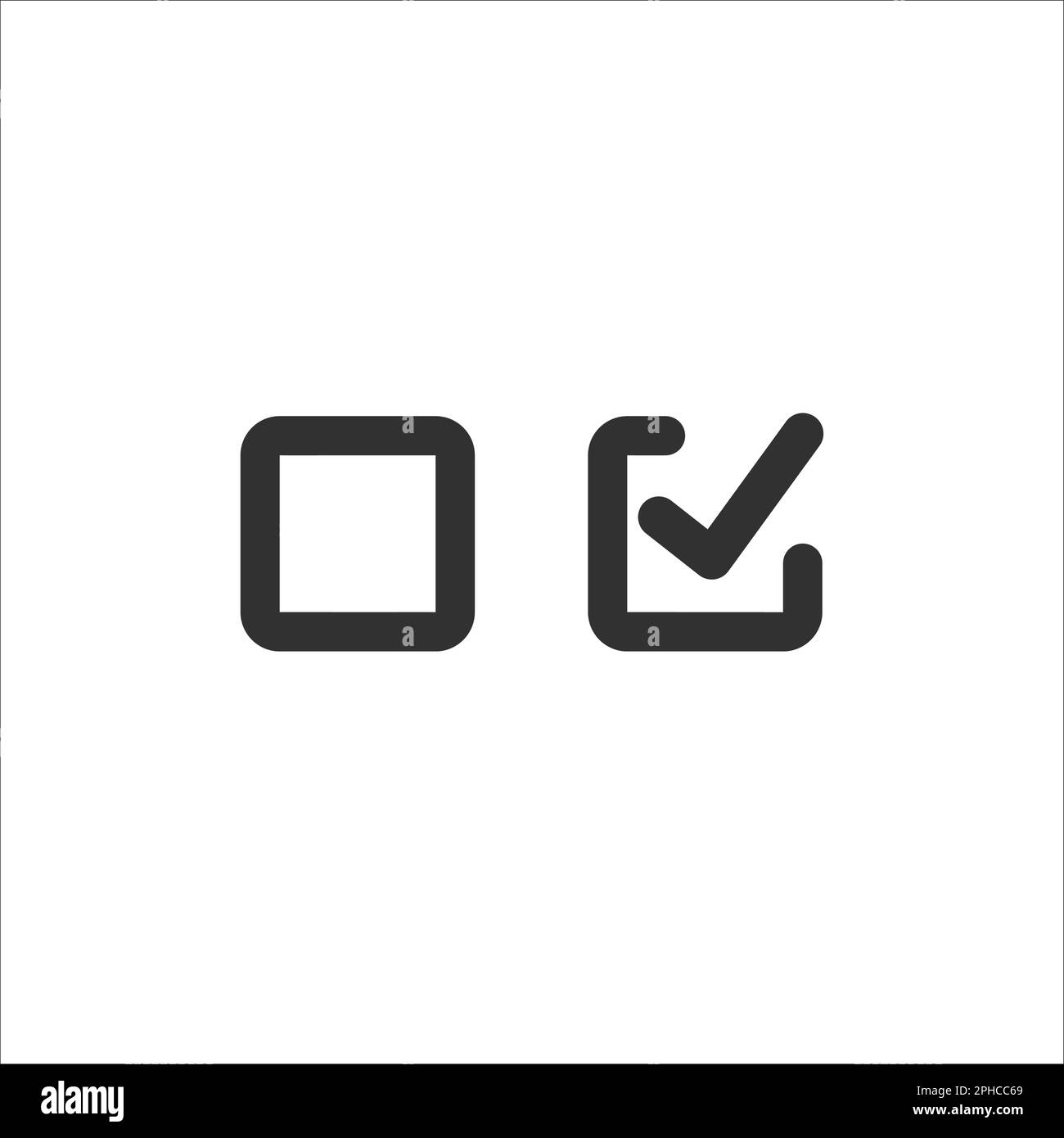 Checkbox set with blank and checked checkbox line art vector icon for