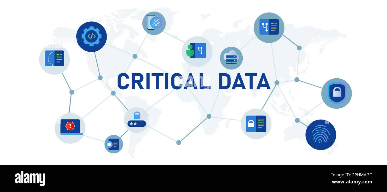 Critical data database security biometric authentication important information Stock Vector