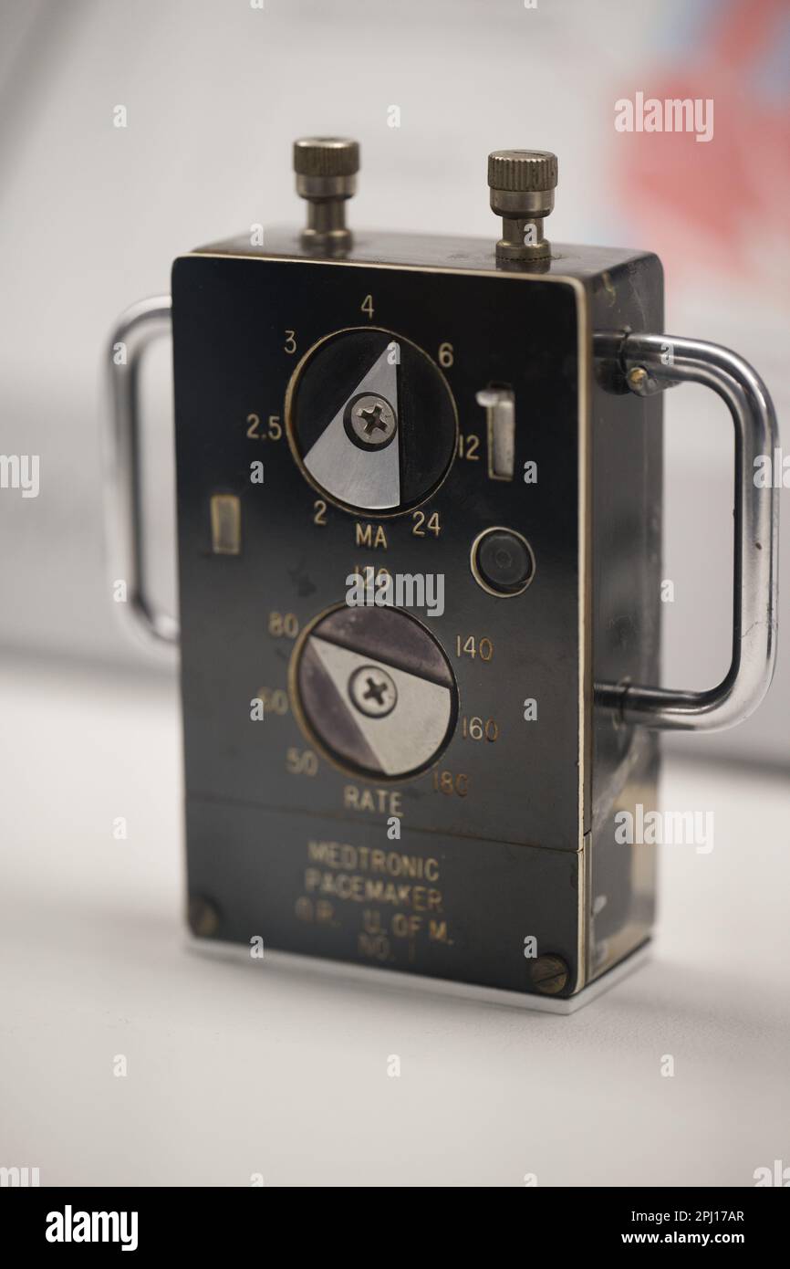 First external heart pacemaker Stock Photo Alamy