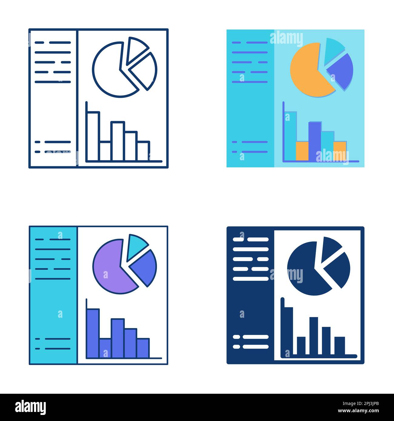 Dashboard icon set in flat and line style. Charts and graphs with data