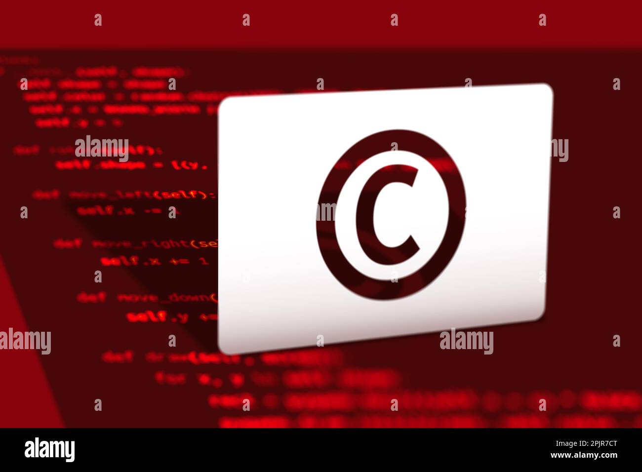Copyright protection of programming code, concept illustration. White