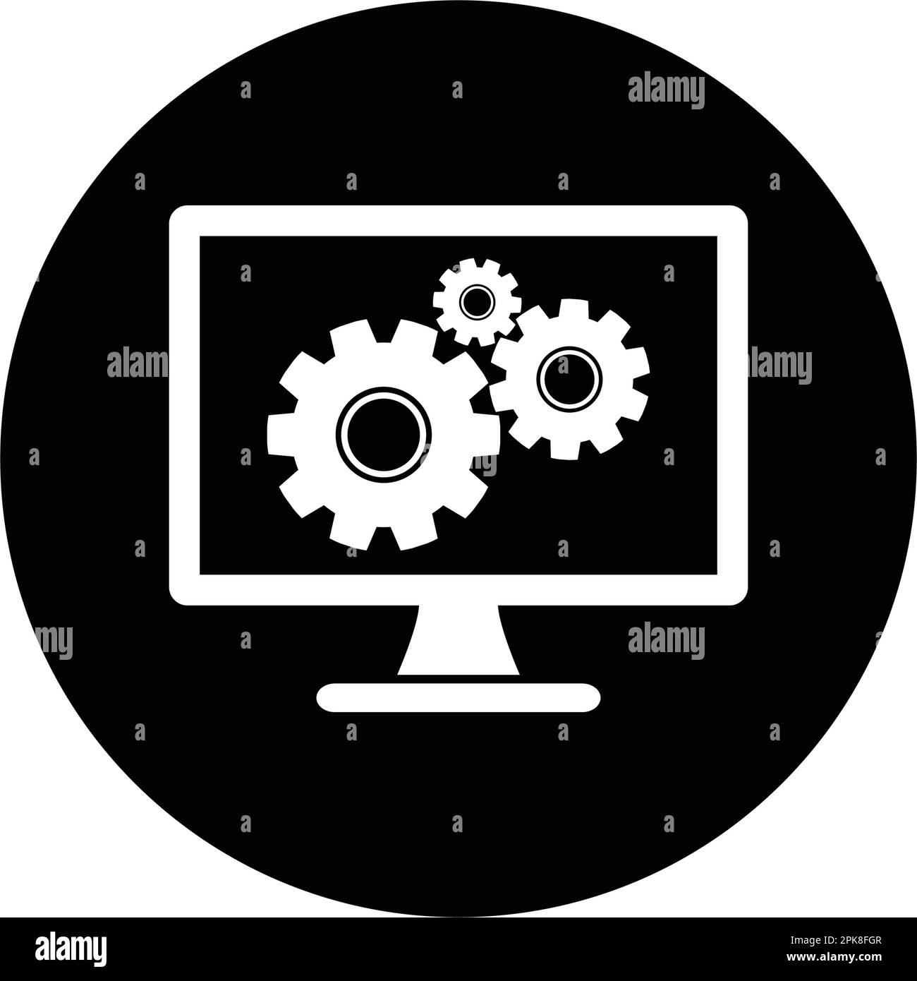 Computer Settings Icon. Rounded Button style vector EPS Stock Vector
