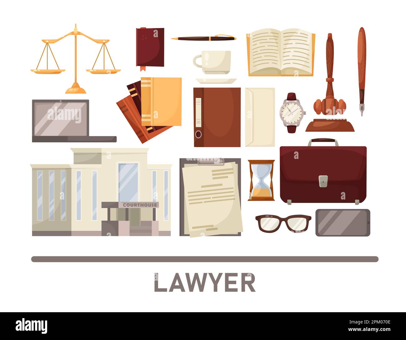 Law practice elements vector illustrations set Stock Vector Image & Art