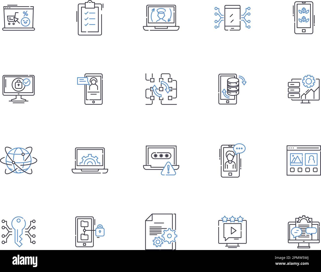 Software outline icons collection. Software, Program, Application, Programing, Code, Software