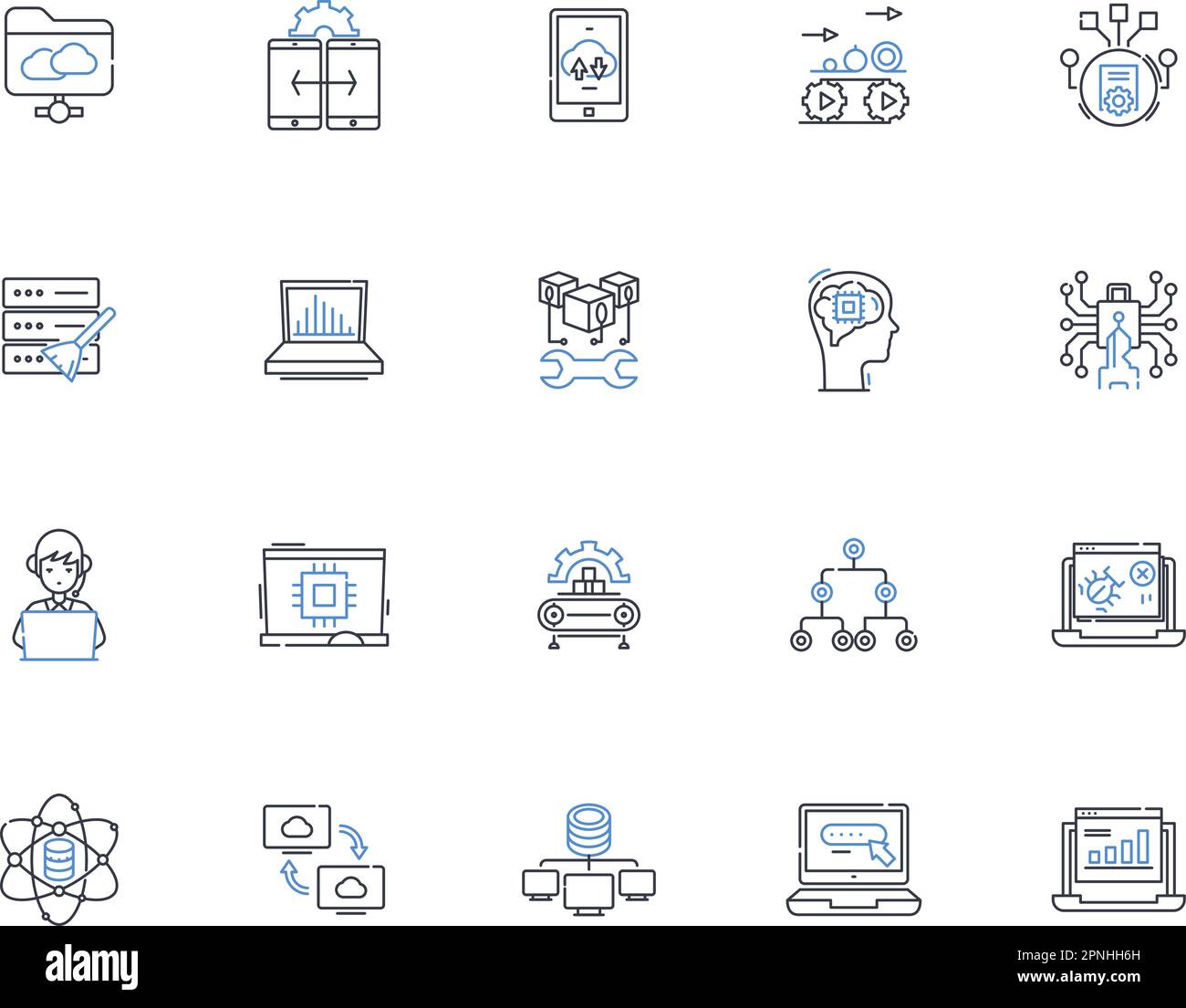 Digital symbols line icons collection. Code, Binary, Pixel, Unicode
