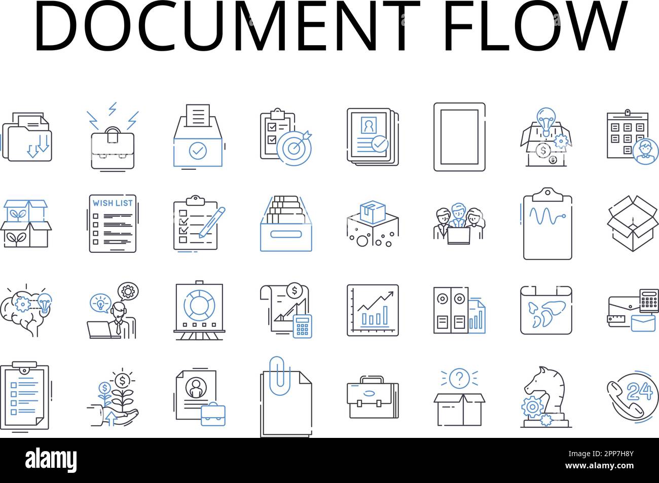 Document flow line icons collection. Workflow management, Information