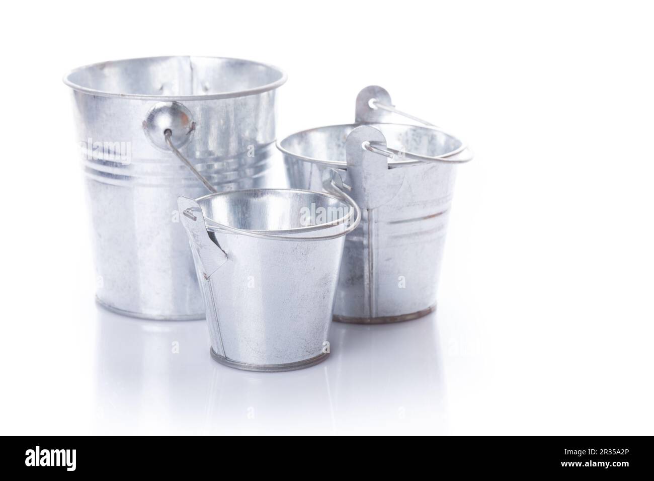 Three metal buckets Stock Photo Alamy