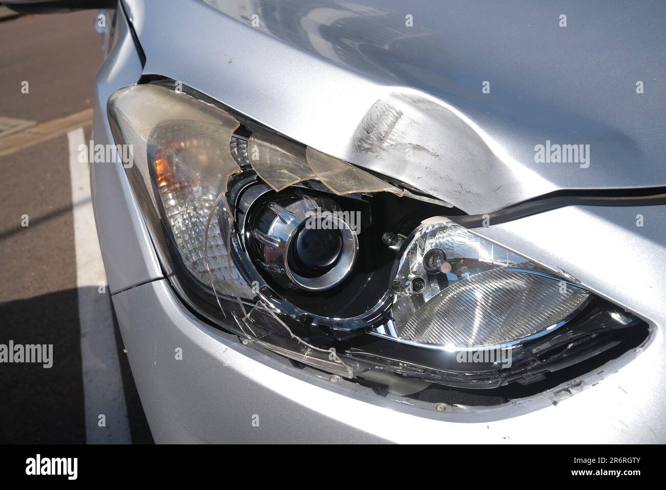 Broken car headlight Stock Photo Alamy