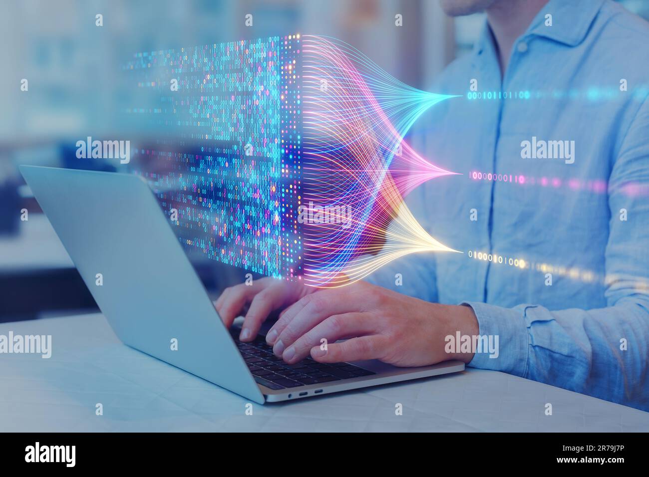 Data science and big data technology. Data scientist computing