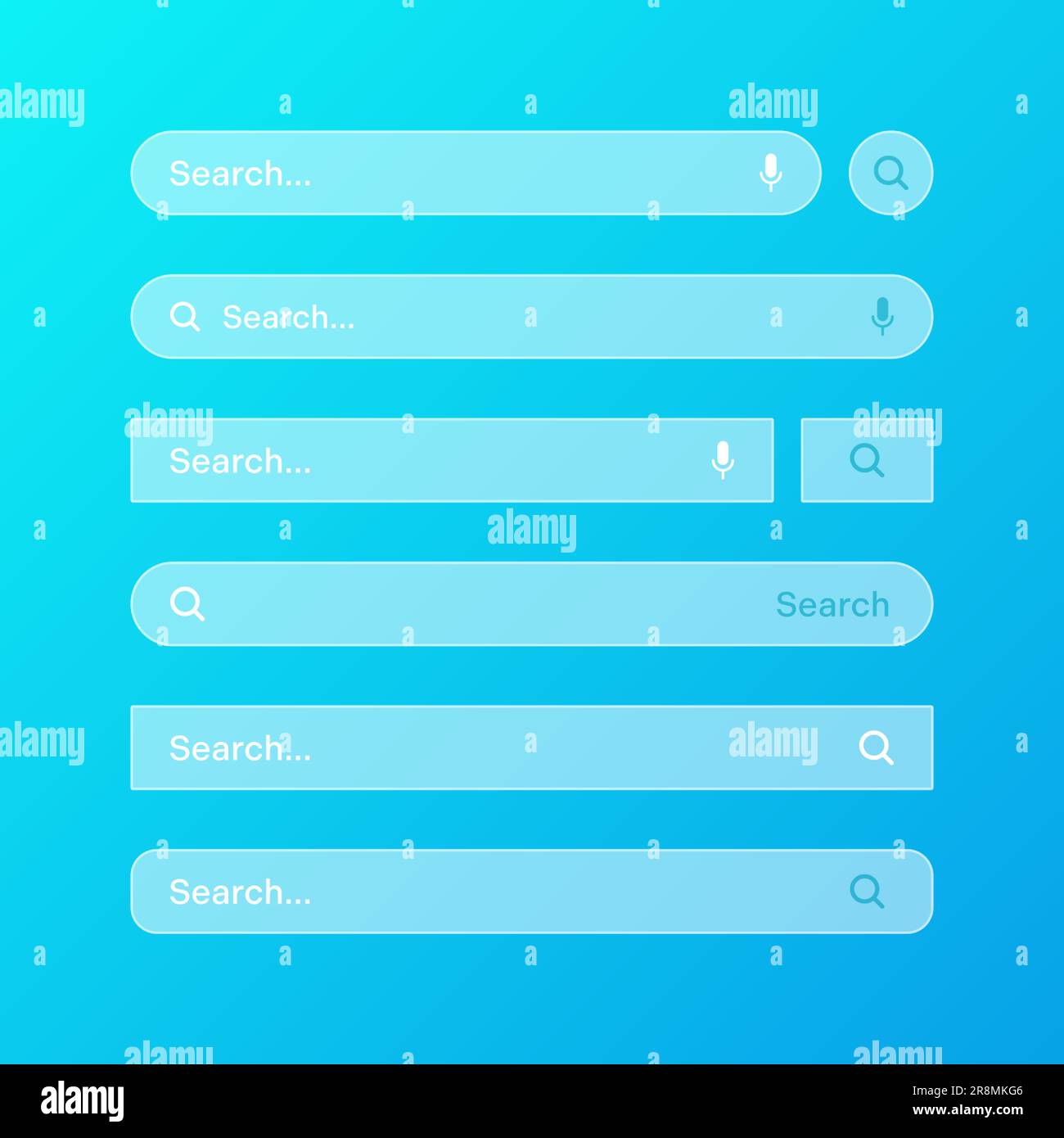 Various transparent search bar templates. browser engine with search box, address bar