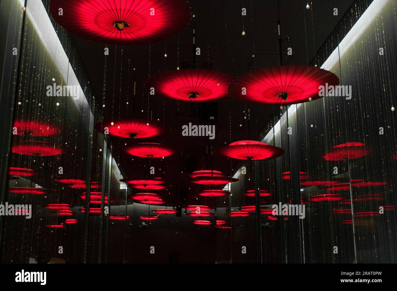 Endless Floating Umbrella Ceiling Stock Photo Alamy