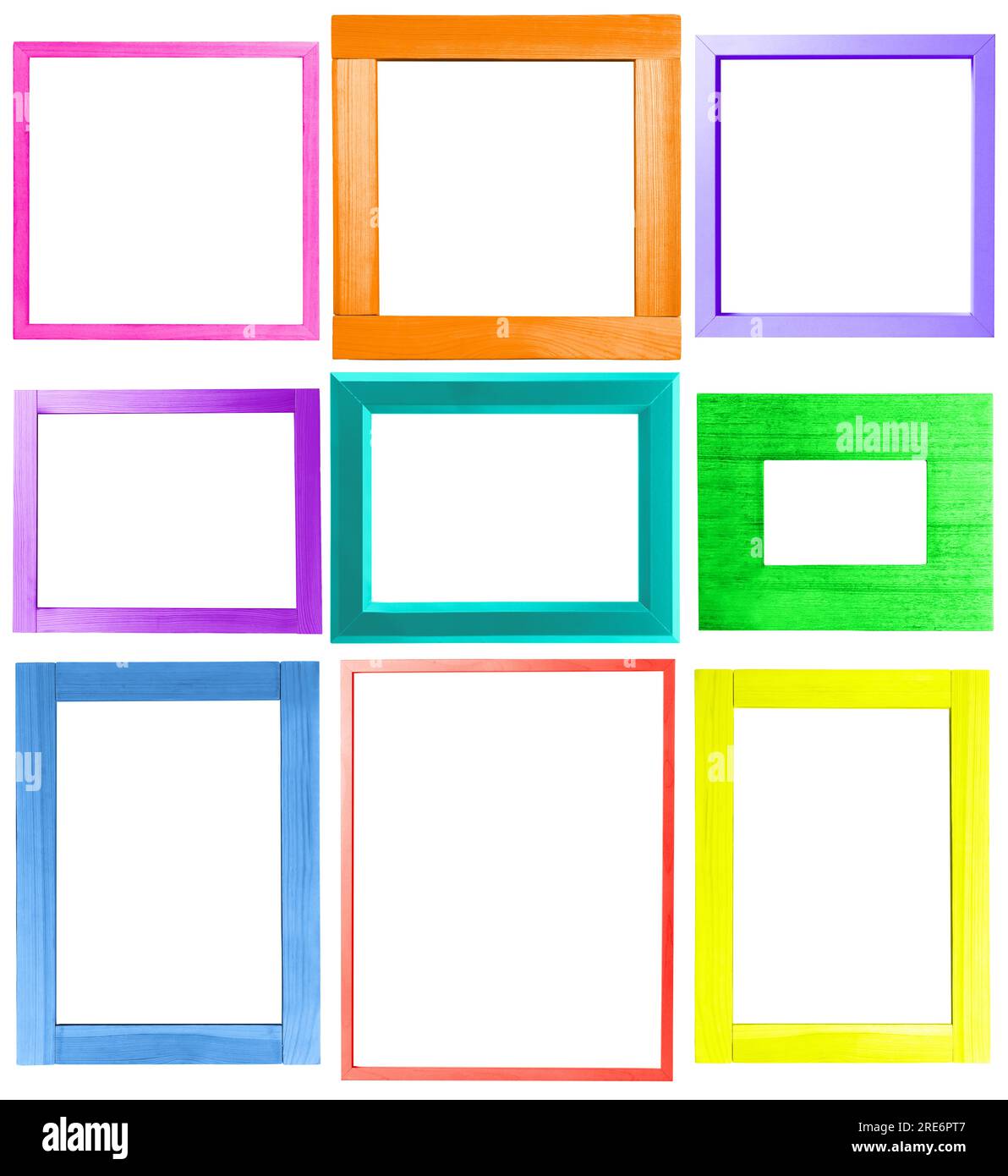 Collage with bright rectangular frames on white background Stock Photo