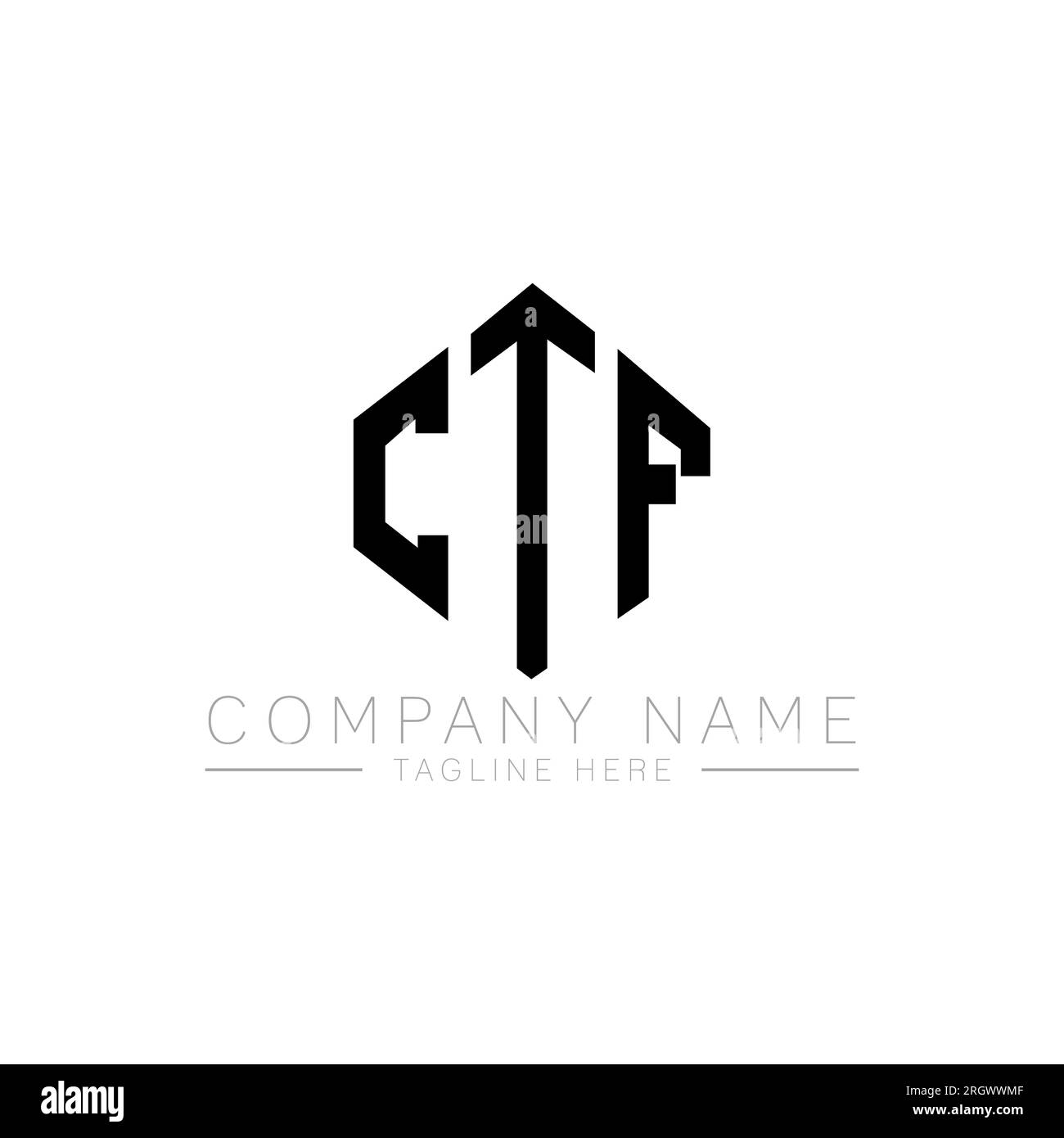CTF letter logo design with polygon shape. CTF polygon and cube shape
