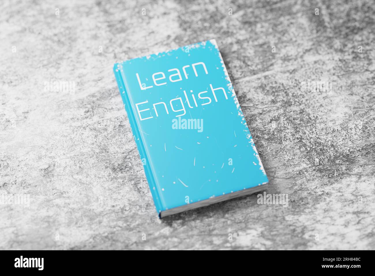 English textbook on a cement table. English language learning. English