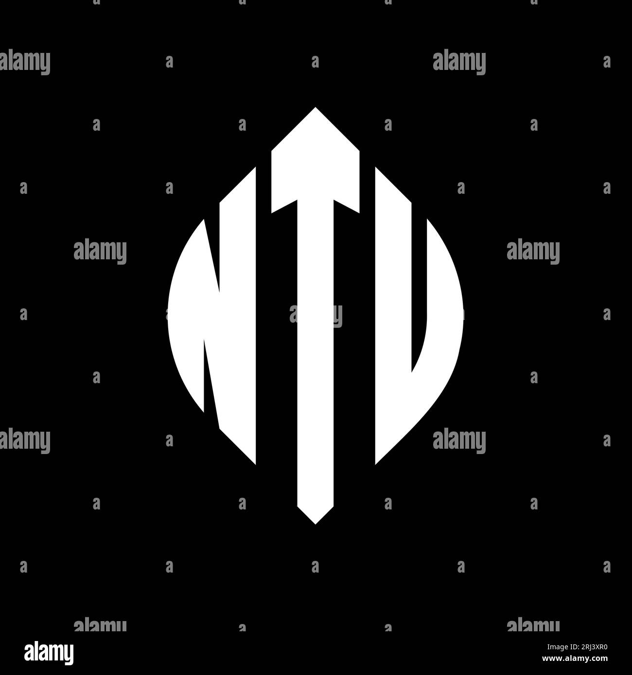 NTU circle letter logo design with circle and ellipse shape. NTU