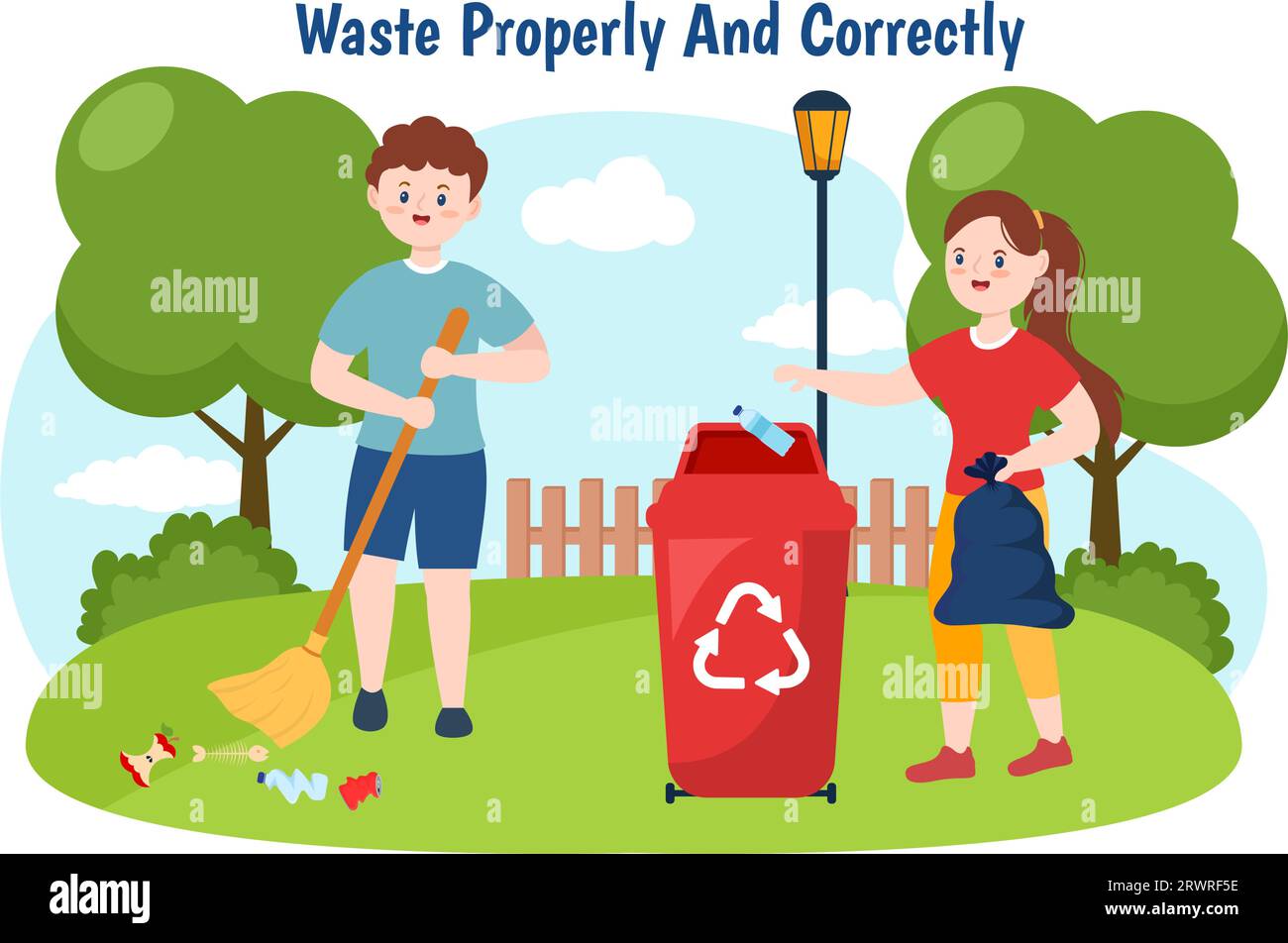 Waste Properly And Correctly Vector Illustration with Demonstration of