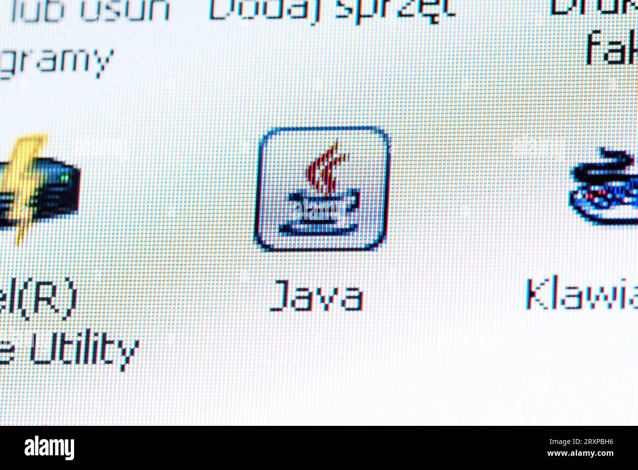 Java logo icon and programming language simple concept, nobody. Java