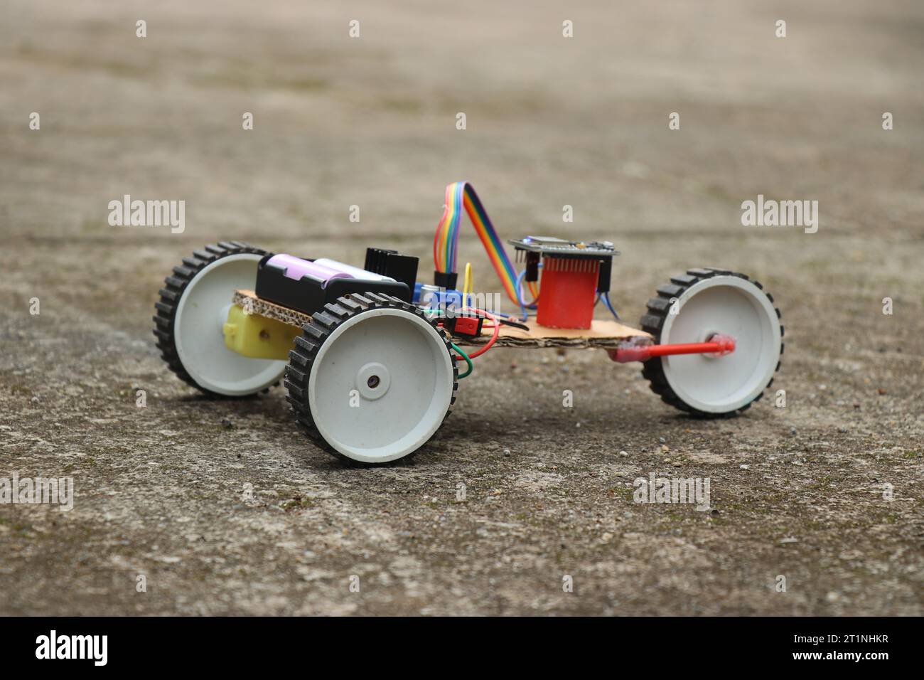 Hand made robot car with a control circuit and a programmable