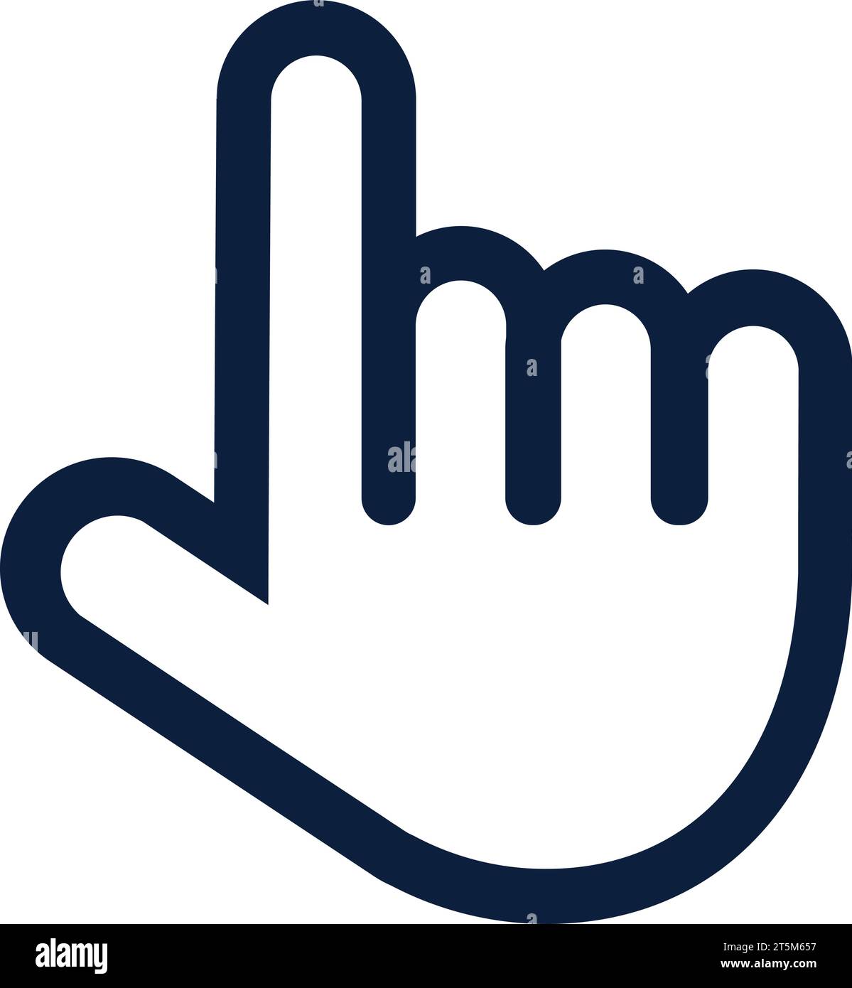 White hand pointer icon on computer monitor screen. Navigating and