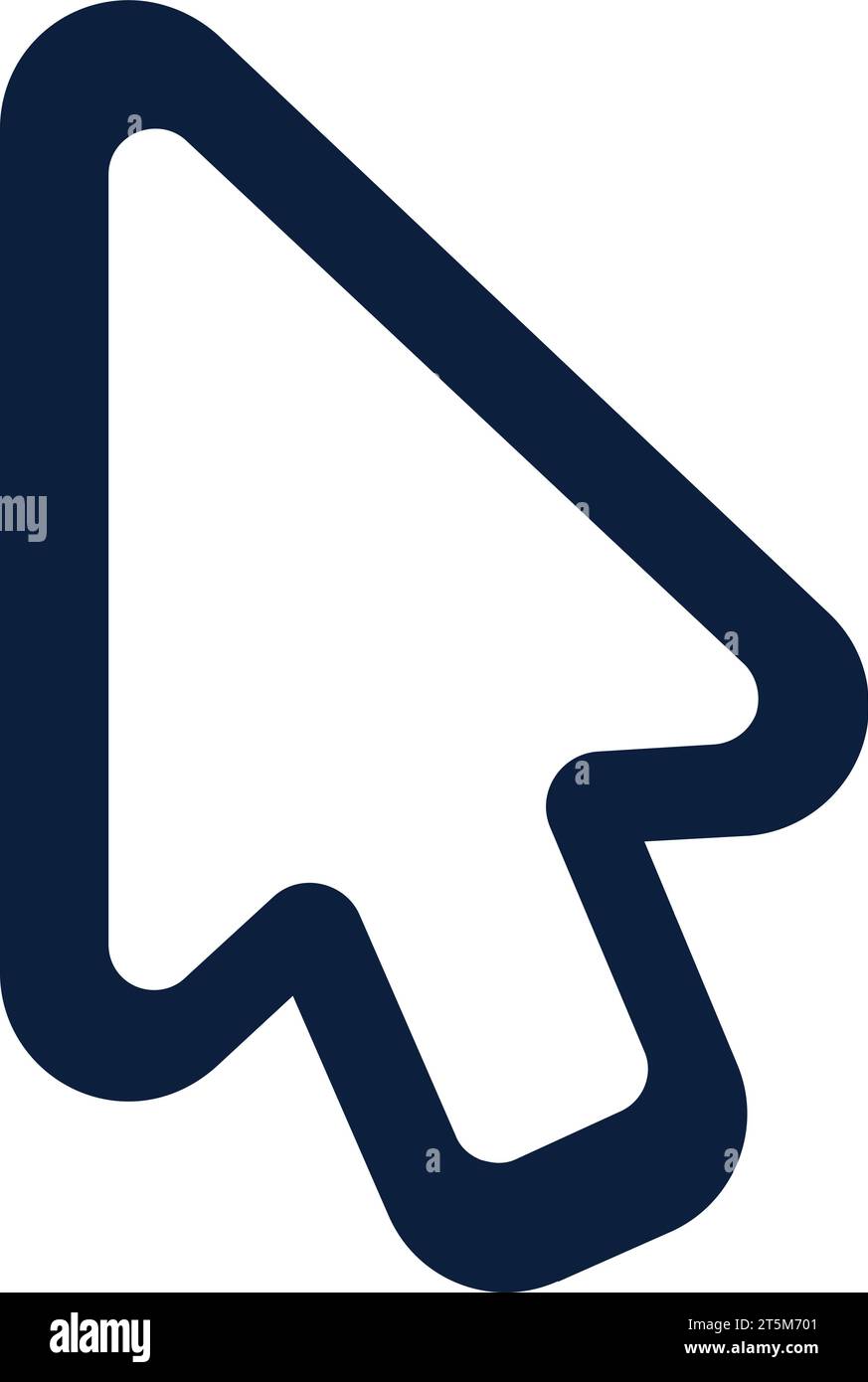 White arrow pointer on computer monitor screen. Navigating and moving