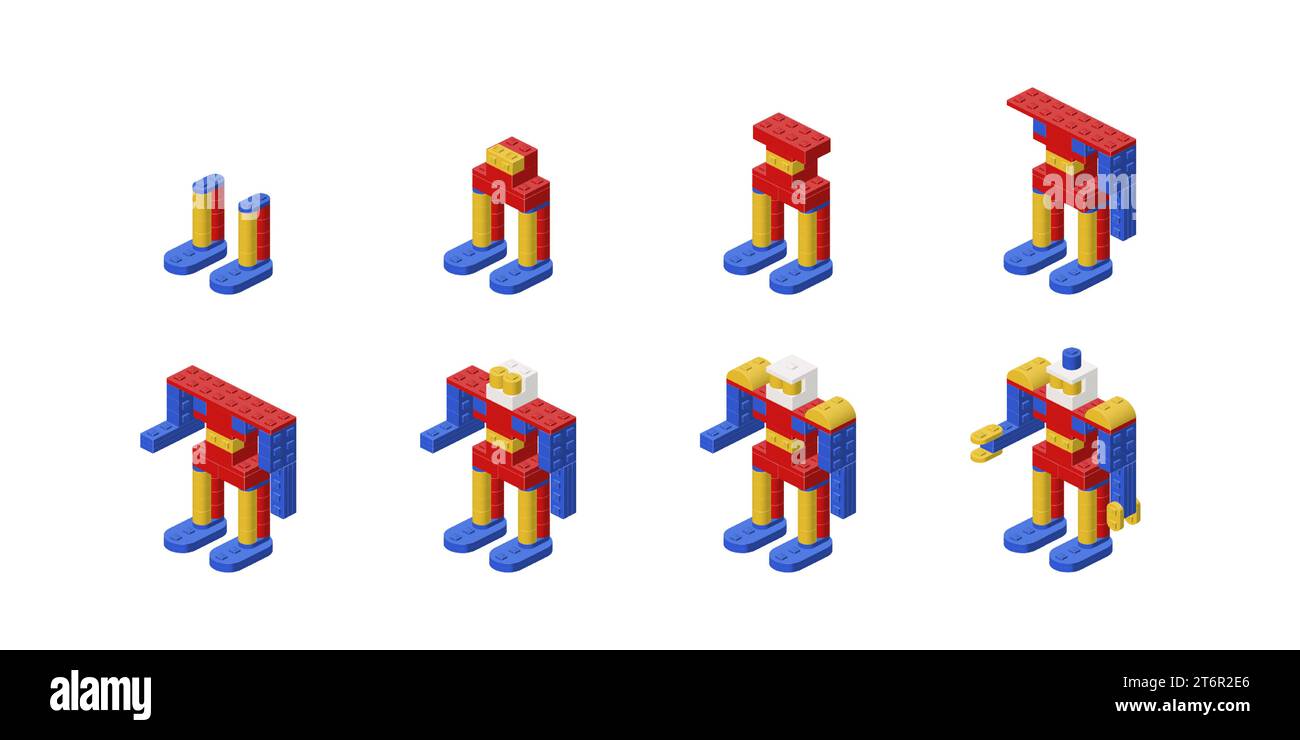 Stepbystep instructions for assembling a robot from blocks. Vector Stock Vector Image & Art