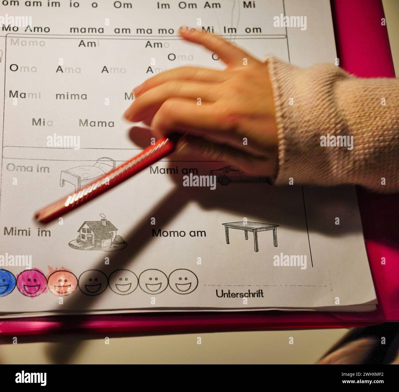 First grade homework Stock Photo - Alamy