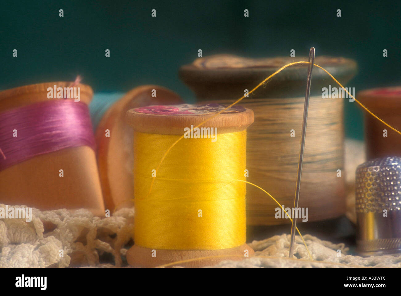 Sewing thread needle Stock Photo Alamy