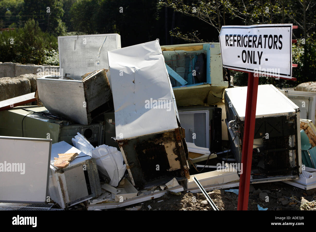 Refrigerators at a garbage disposal site Stock Photo Alamy