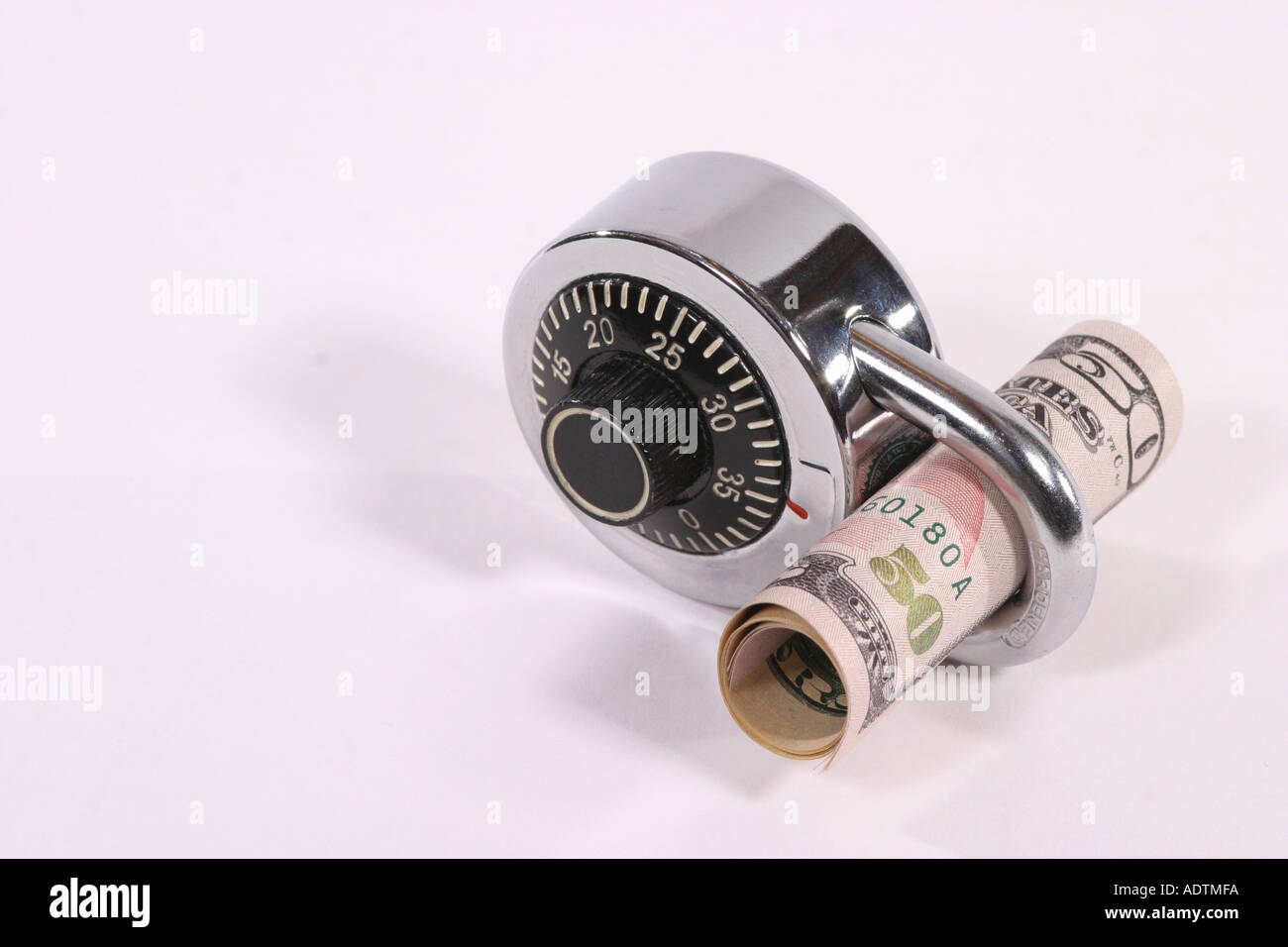 combination lock and dollars Stock Photo Alamy