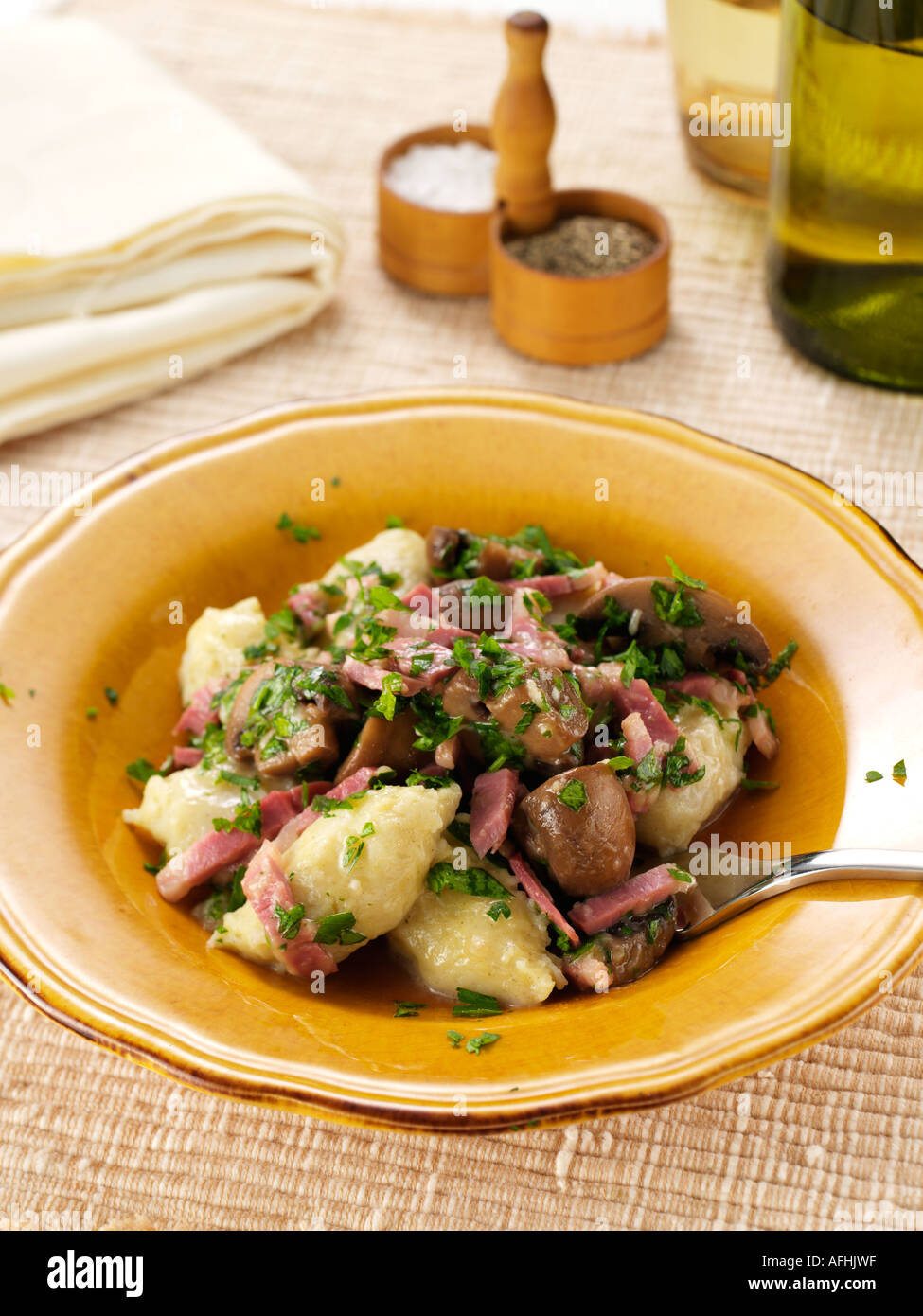 Italian gnocchi bacon lardons mushrooms hires stock photography and images Alamy