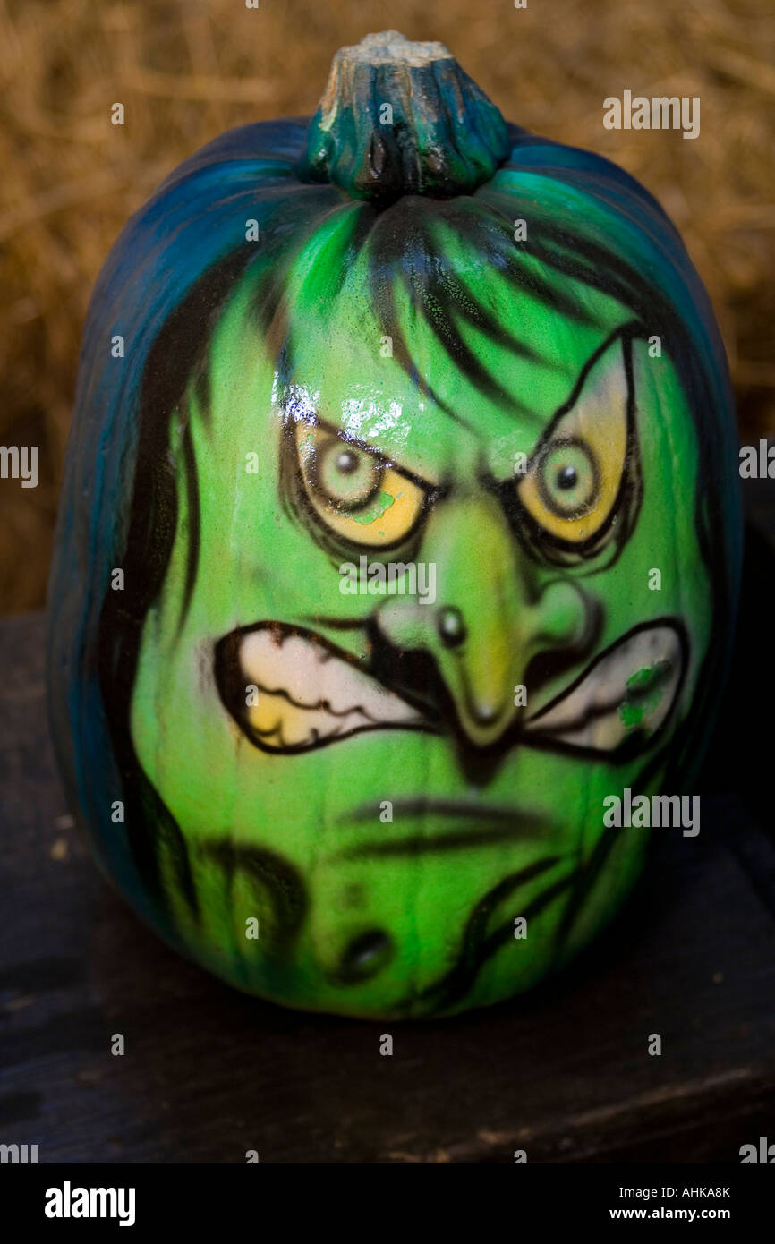 painted witch face on pumpkin Stock Photo, Royalty Free Image 14494914