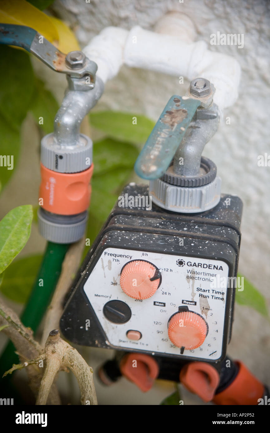 Automatic water irrigation timer Stock Photo Alamy