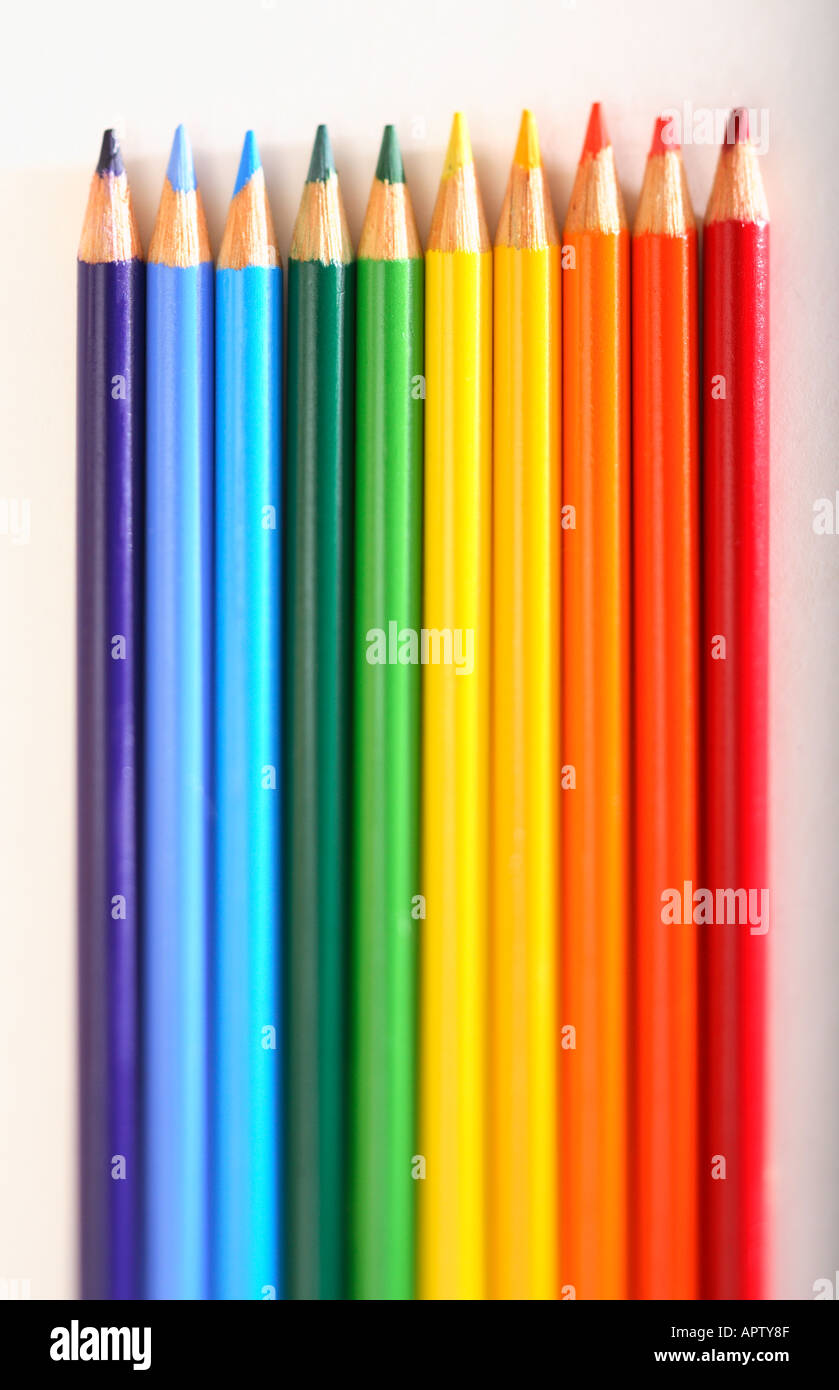 Rainbow colored pencils Stock Photo Alamy
