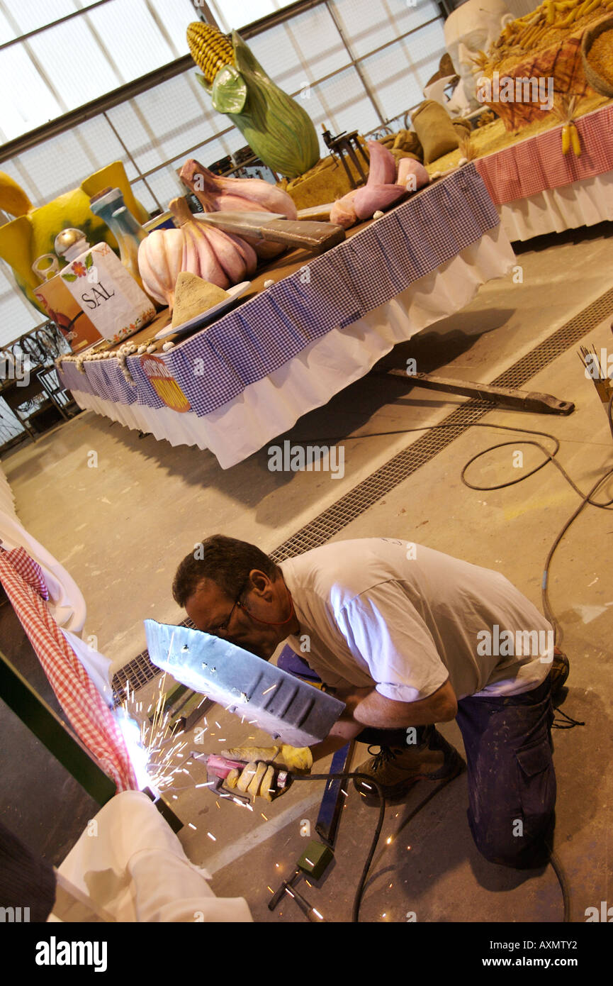 Making a float in Murcia, Spain, for a procession Stock Photo Alamy