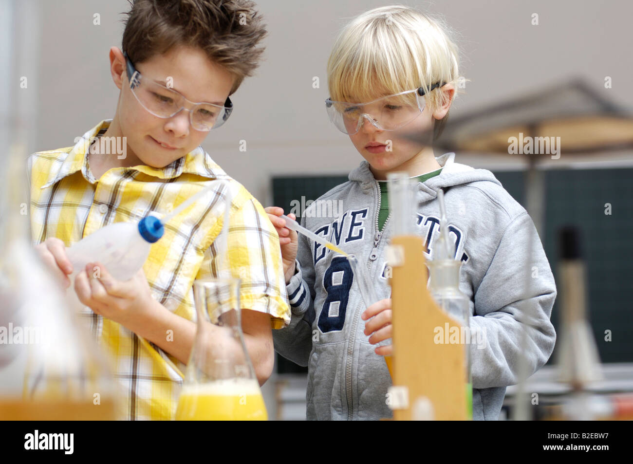 two boys doing science experiments Stock Photo, Royalty Free Image 18756339 Alamy