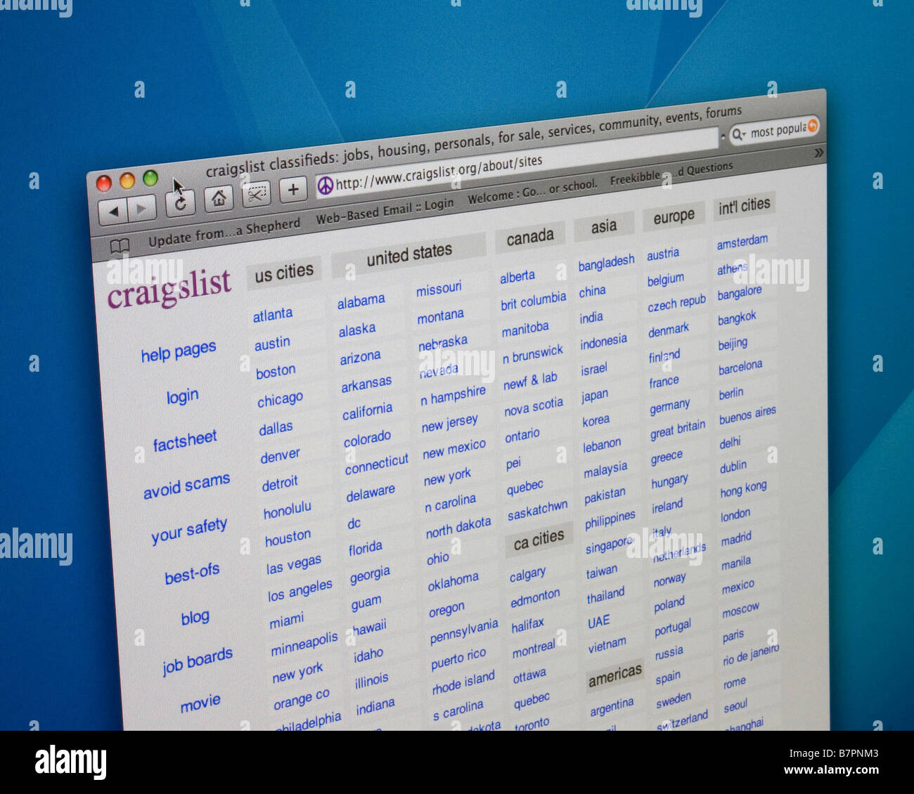 Craigslist website homepage displayed on computer screen Stock Photo