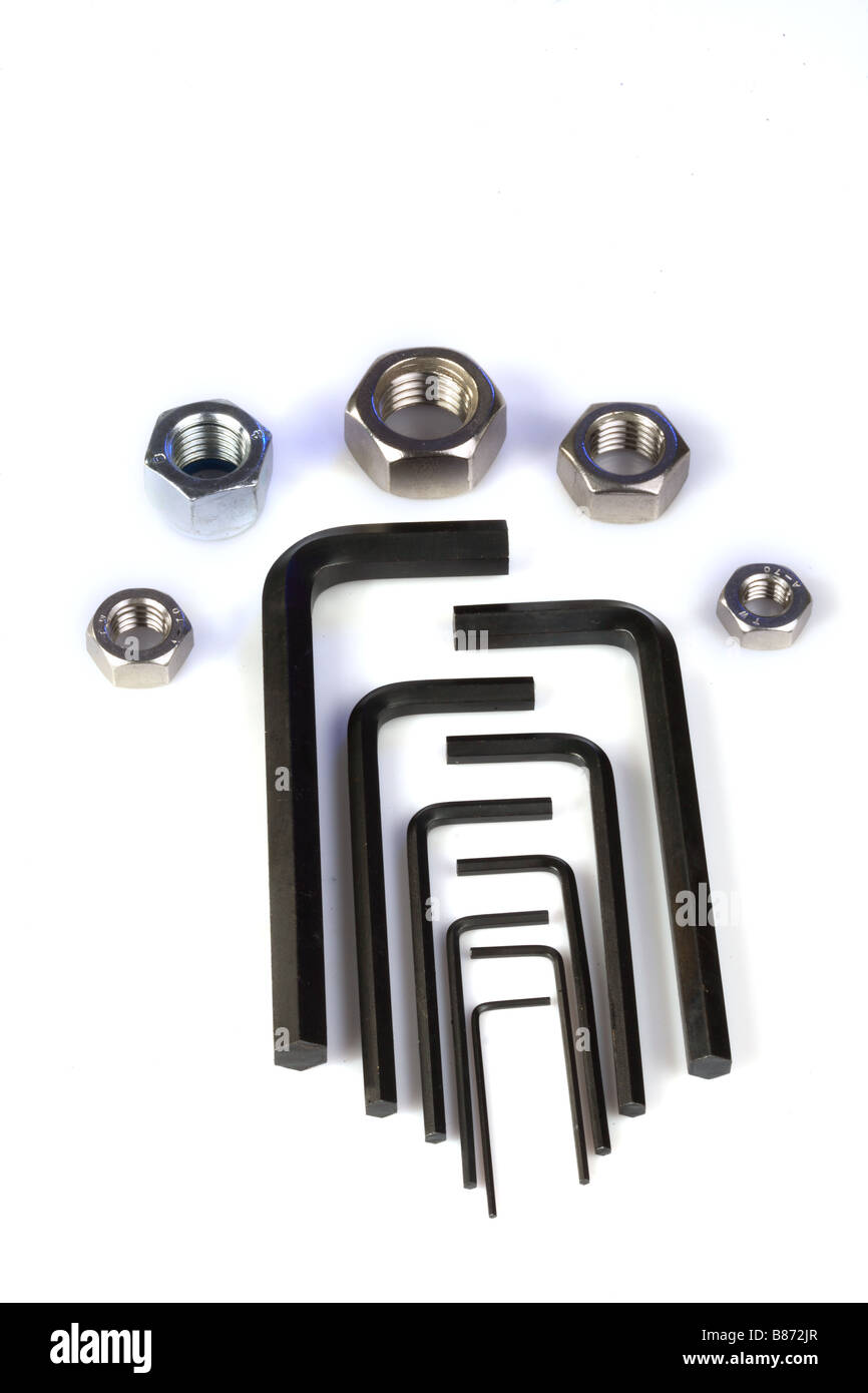 Allen keys and nuts Stock Photo Alamy