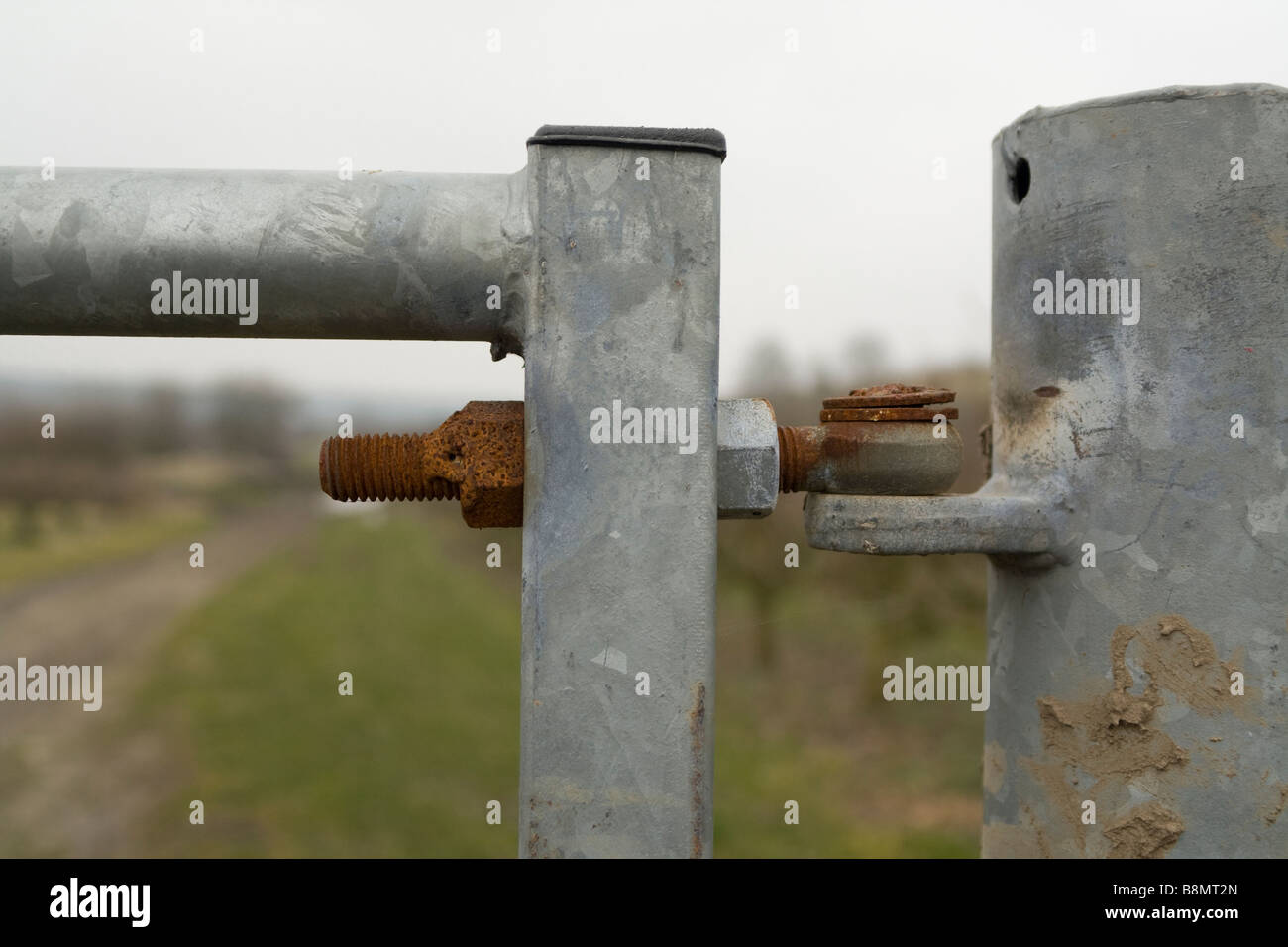 hinge on gate post Stock Photo Alamy