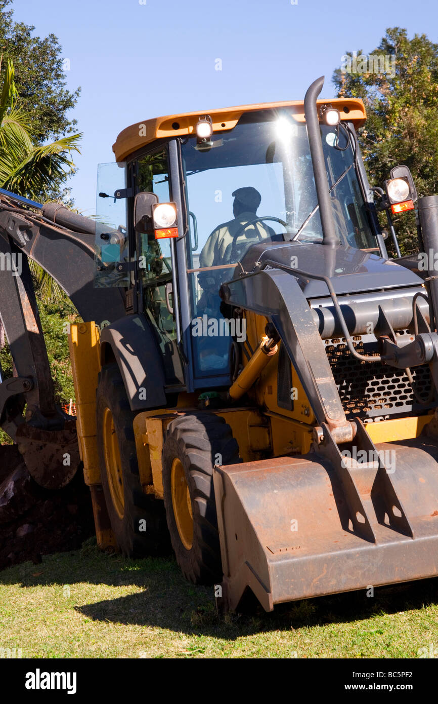 Tractor loader backhoe at work Stock Photo Alamy