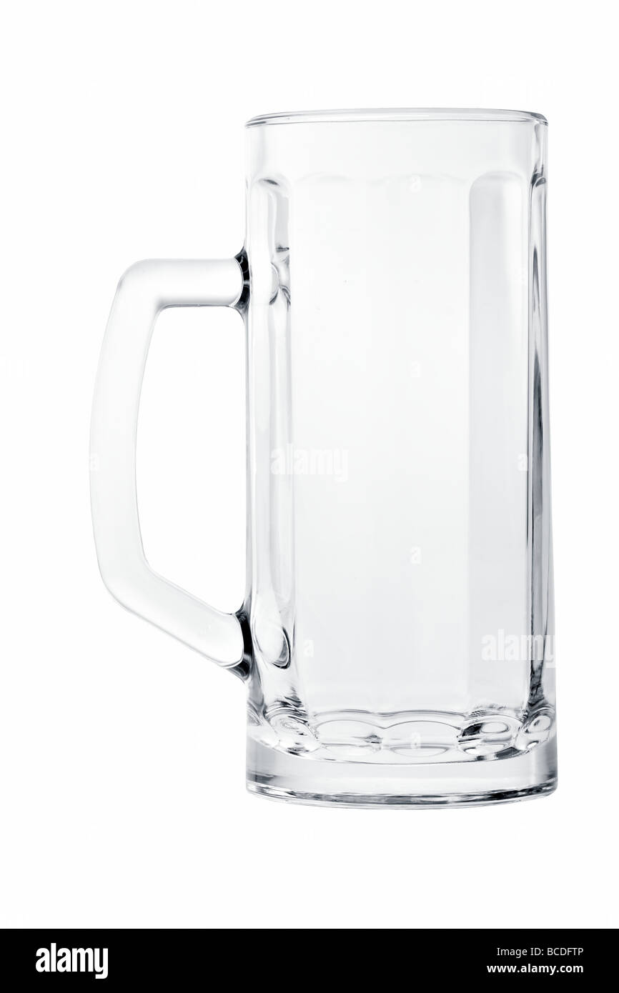 Tall empty beer mug isolated on white Stock Photo Alamy