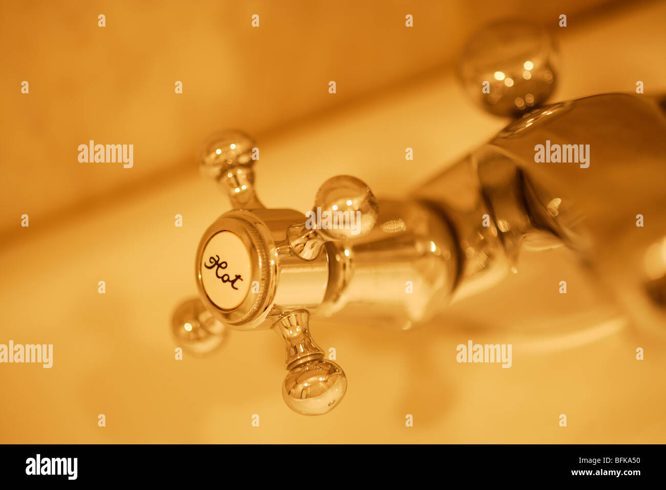 Hot water faucet Stock Photo Alamy